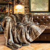 Super Soft  Brown Faux Fur Throw Blanket | Yedwo